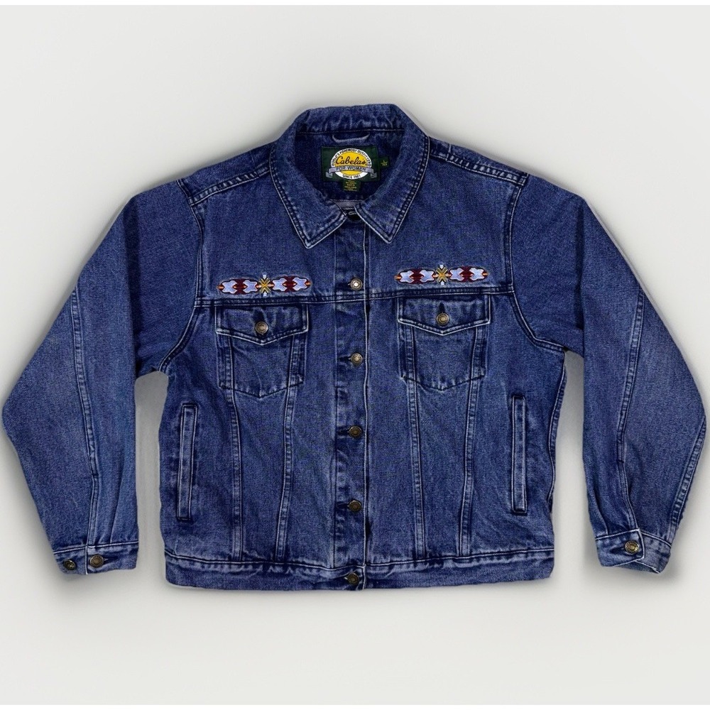 Vintage Cabela's Women's Denim Jacket Southwestern Embroidered Large Westerncore
